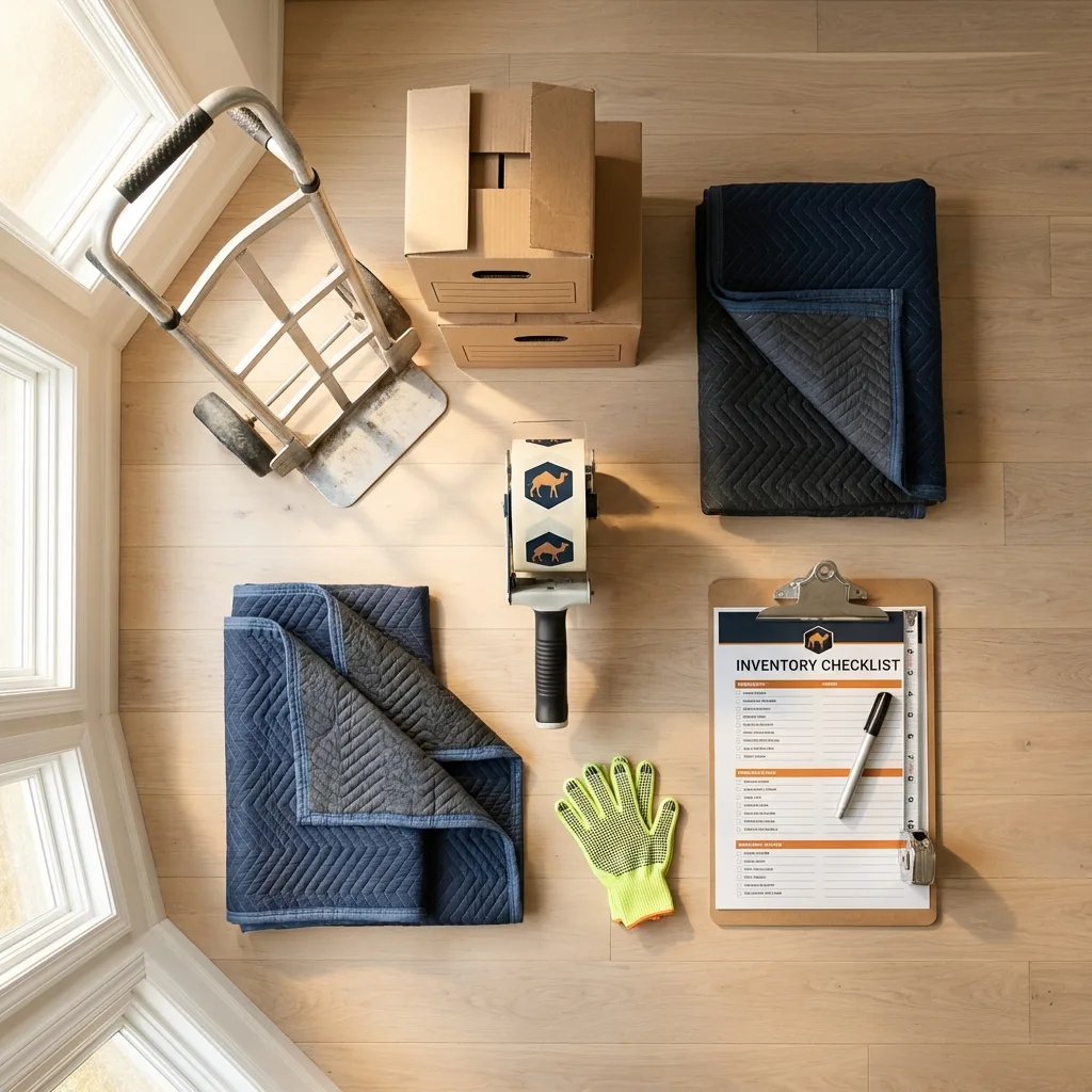 Professional moving supplies and packing materials layout for Saint Helena residential relocations